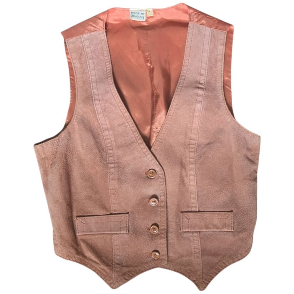 Vintage FRANÇOIS MOREAU Brown Suede Button Front Vest - 3